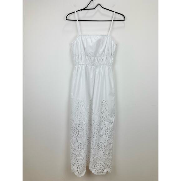 Madewell Embroidered Tank Midi Dress White Poplin Cottagecore Pockets US 2 NWT - Picture 7 of 15